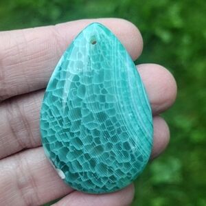 Green Dragon's Veins Agate Teardrop Pendant Gemstone